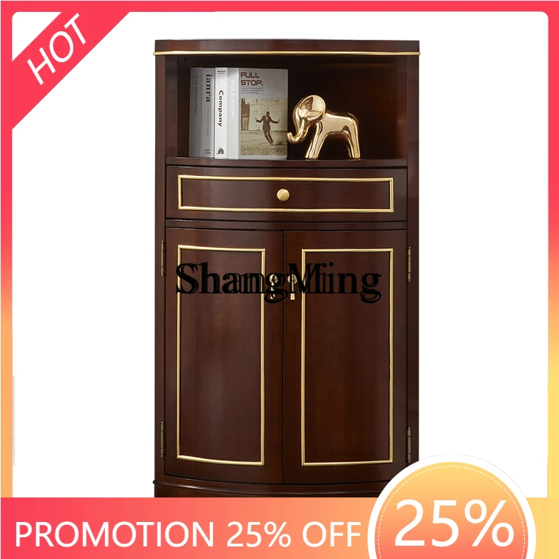 

ZYYsimple бытовой полукруглый угловой боковой шкаф из цельного дерева для столовой, роскошный угловой низкий шкаф для гостиной