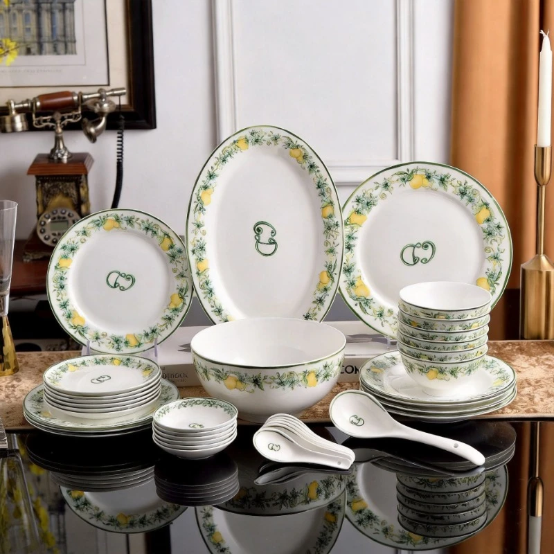 European Style High-End Light Luxury Perfume Lemon Series 36 Western Plate Creative High-End…