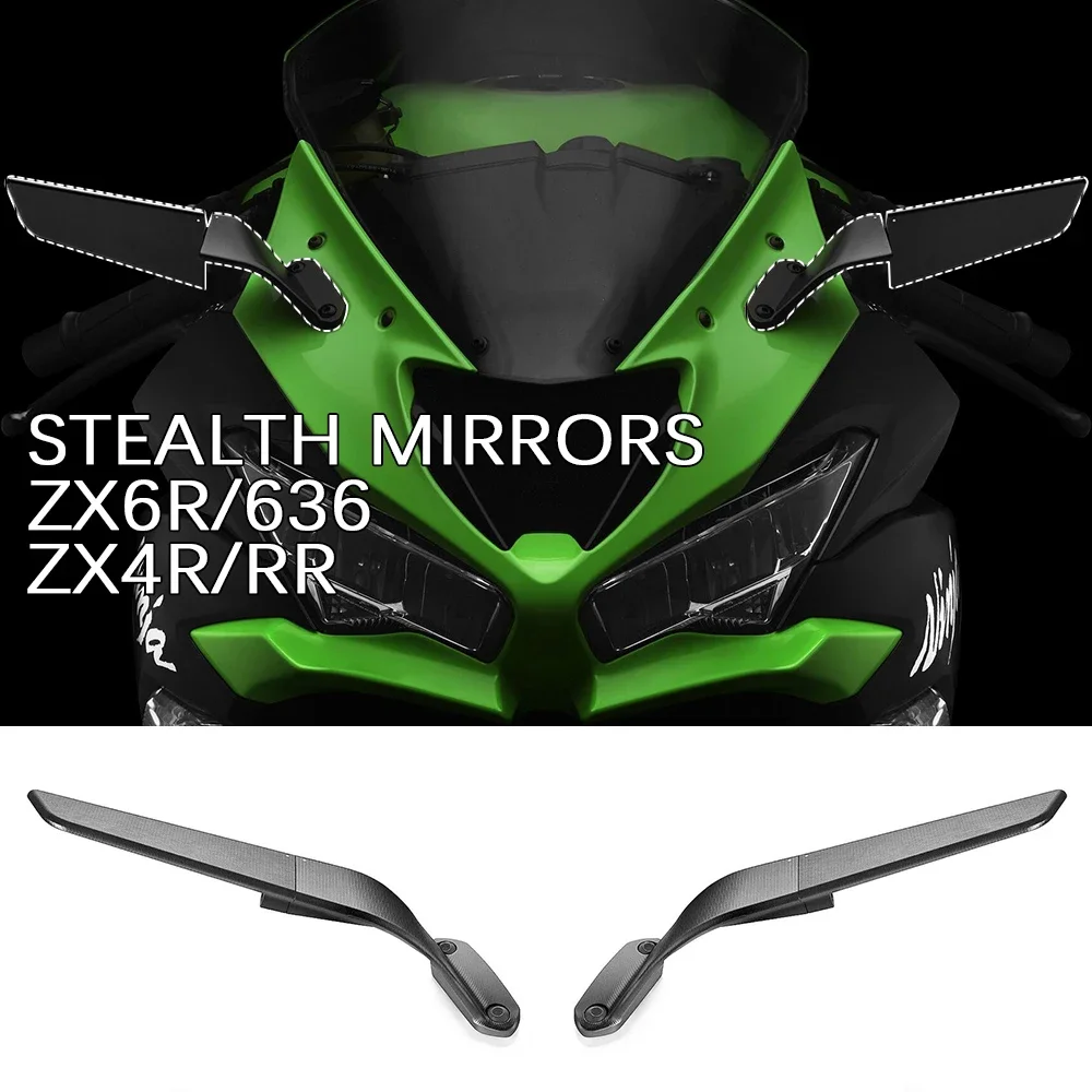 For Kawasaki Ninja636 ZX-6R Ninja ZX4R ZX4RR Rearview Mirrors Stealth Mirrors Side Mirror Sport Winglet Mirror Adjustable Kits