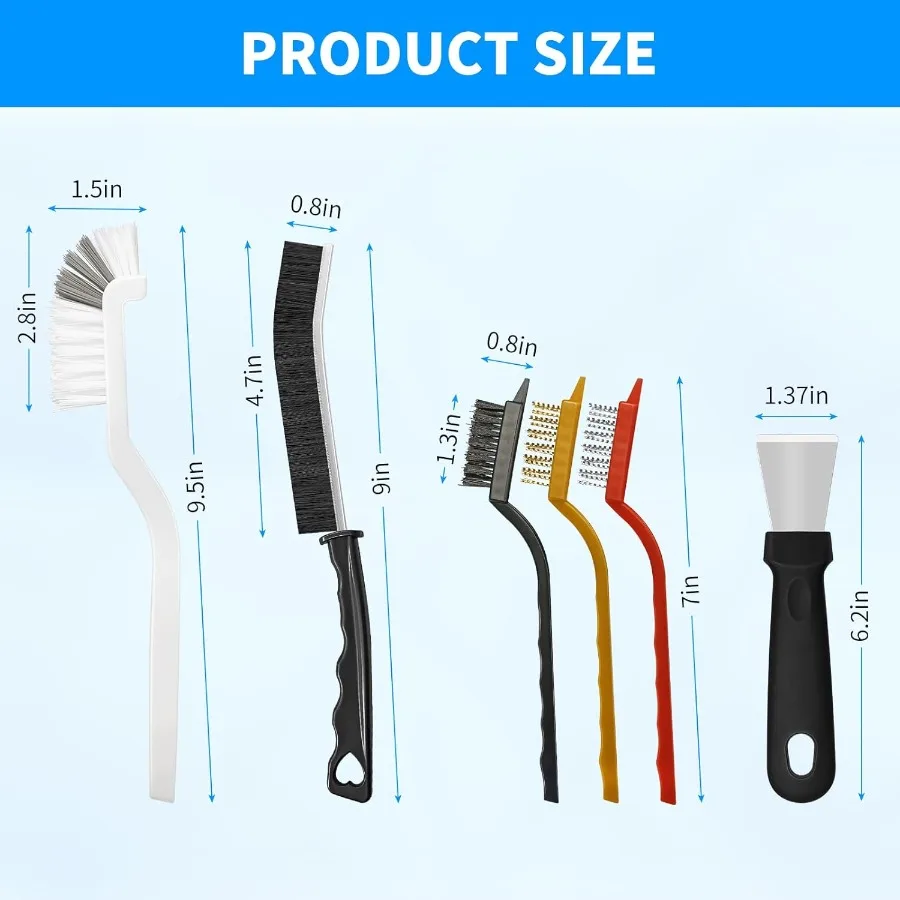 Juego de cepillos para limpieza de grietas, suministros de limpieza profunda para el hogar, perfectos para espacios pequeños, lechada y tareas resistentes, paquete de 12