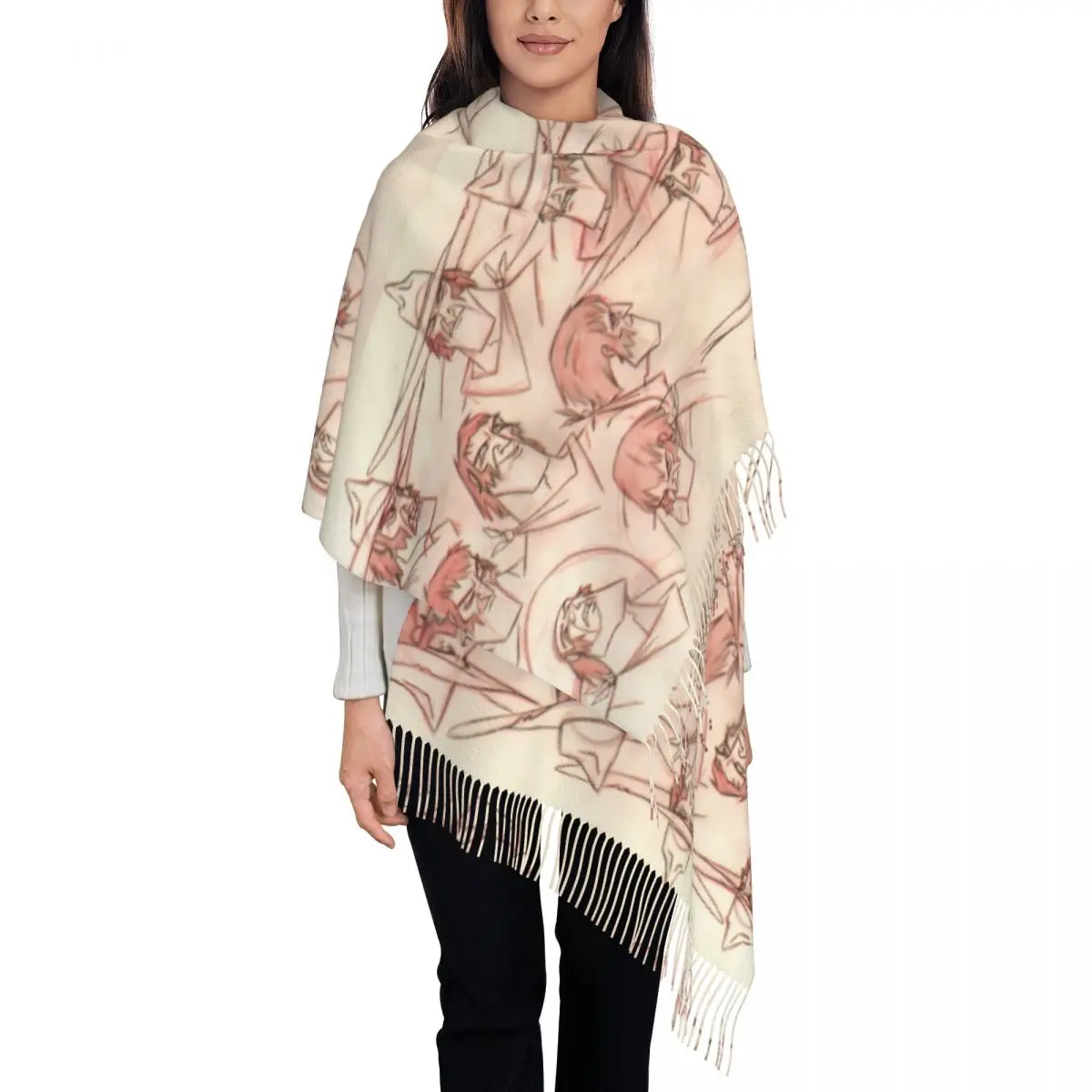 

Женский шарф с кисточками на заказ, мягкие мультяшные шали, женские зимне-осенние шарфы