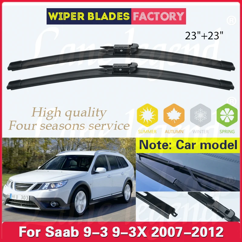 

For SAAB 9-3 9-3X 2007 2008 2009 2010 2011 2012 Front Wiper Blades Windshield Windscreen Clean Window Car Rain Brushes 23"+23"