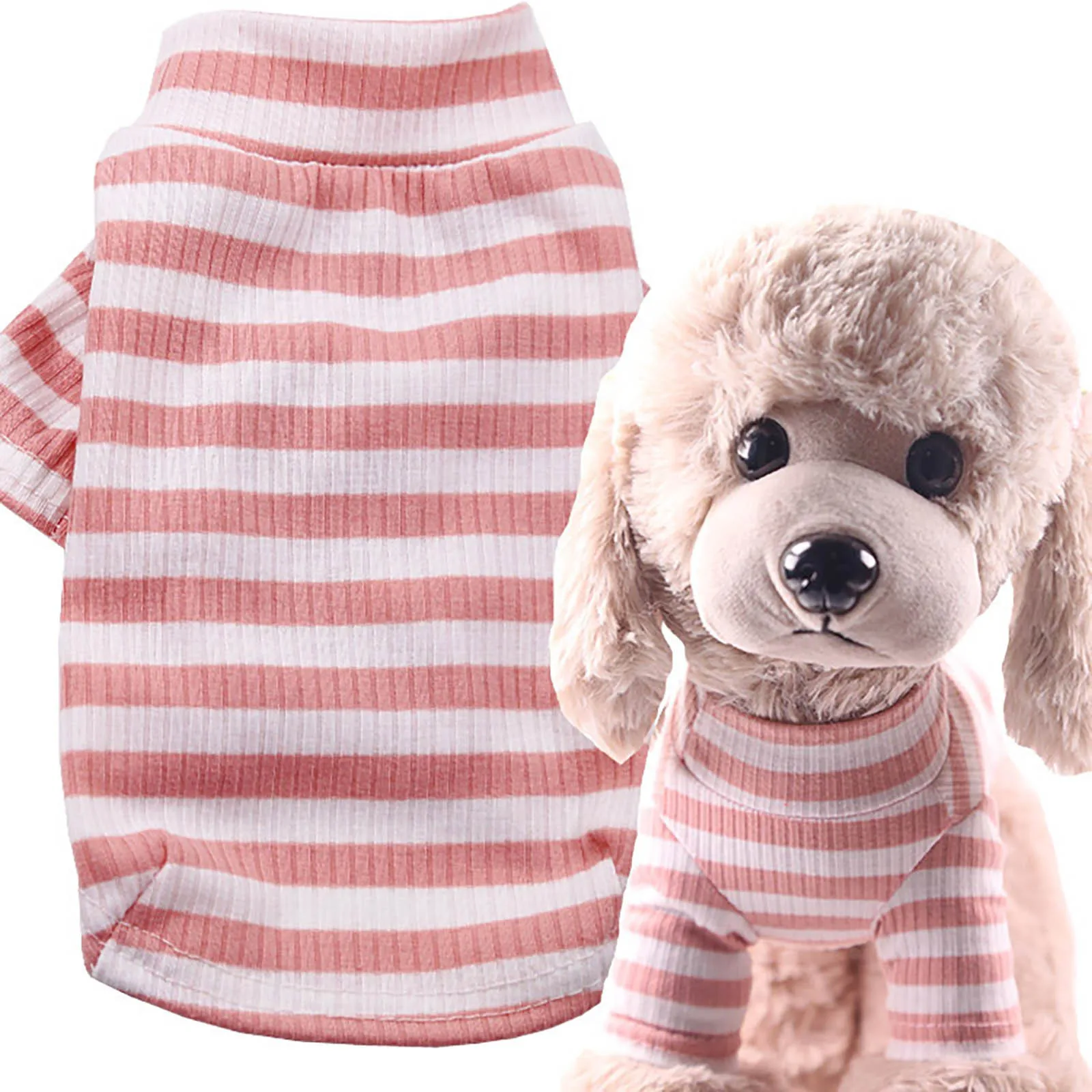 Pet Winter Stripe Color Bottoming Dog Costumes Pet Dog Cat Clothes Vest Shirt Pet Clothes