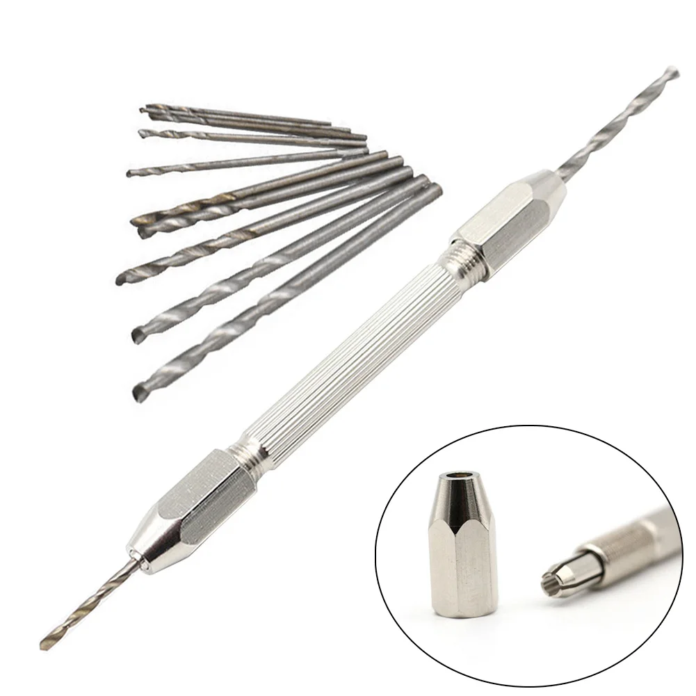 Professional Mini Hand Drill Set With 10pcs High-speed Steel Drill Bit Set Holder Double Chuck Hand Drill Little Pin Vise