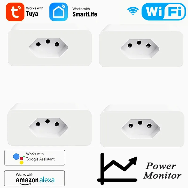 Tuya Smart WiFi Plugs Adaptors,Smart Home Electrical Socket With Power Monitor Work With Alexa Google Home Via Smart Life APP