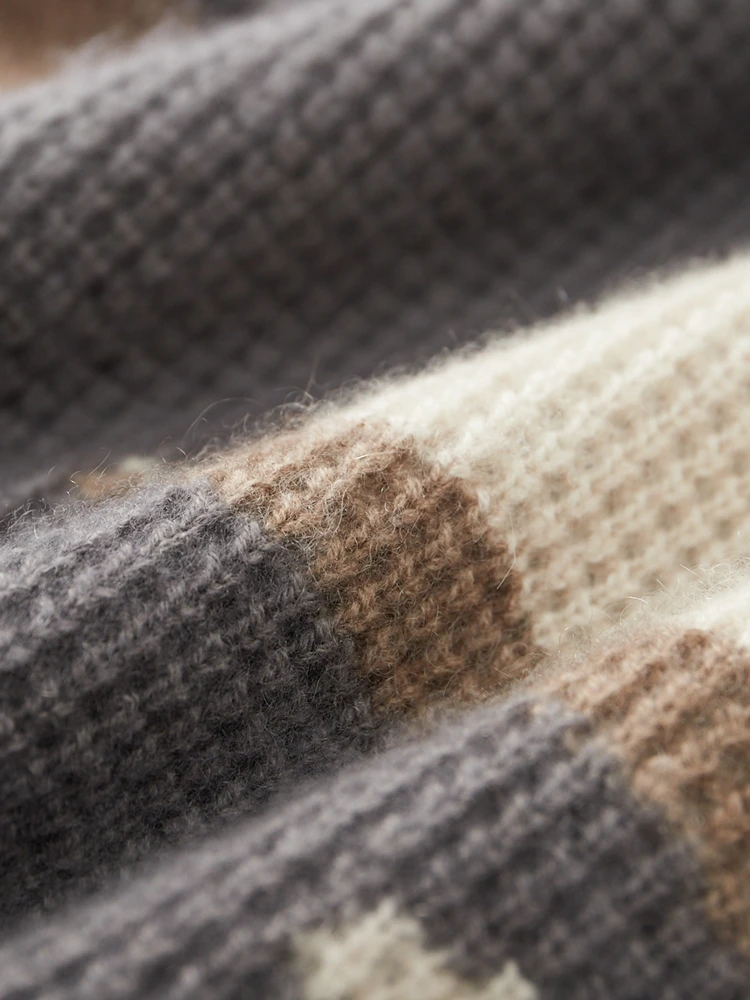 TLOML 신상 남성용 100% 캐시미어 스웨터 두꺼운 클라우드 자카드 O넥 풀오버 가을 겨울 캐시미어 니트웨어 캐주얼 부드럽고 따뜻한 상의