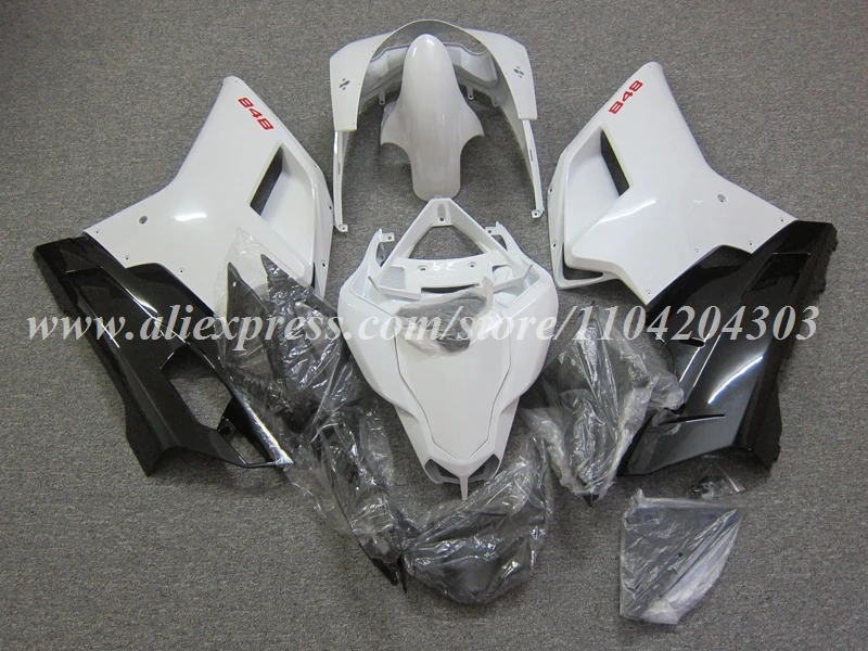 4Gifts New ABS Motorcycle Whole Fairings Kit Fit For Ducati 848 evo 1098 1198 Bodywork Set Custom Black White Glossy