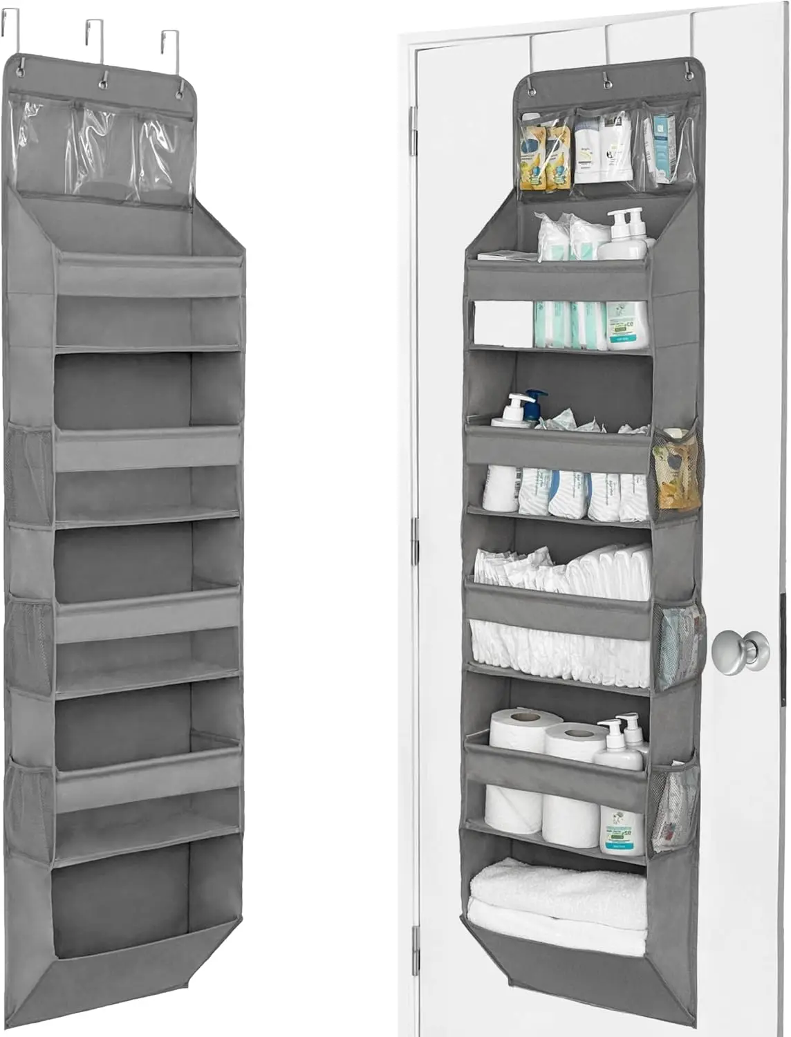 

Over The Door Organizer Hanging with 5 Large & 6 Side Pockets 5 Tier Behind Door Storage 50 lbs for