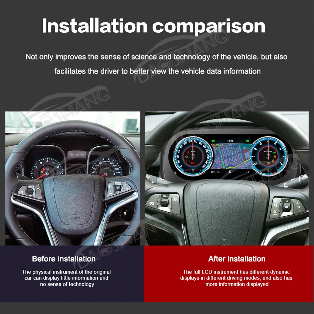 12.3'' Digital Cluster for Malibu 8th Generation 2009-2014 LCD Dashboard Instrument Panel Speed Meter Cockpit Player