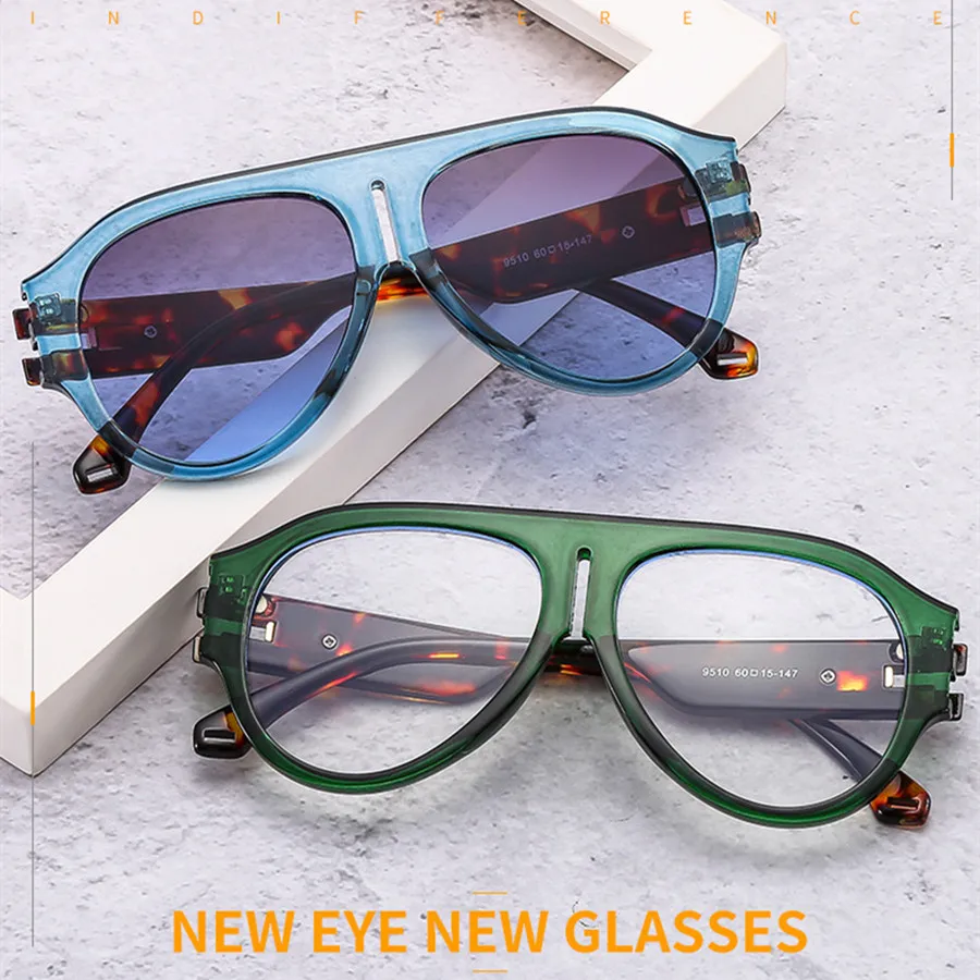 New Retro  Pilot Oversized Square Sunglasses For Women Men Fashion Luxury Desiger Sun Glasses Trending UV400 Eyeglasses