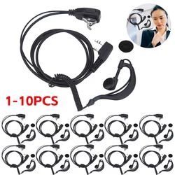 10-1PCS 2 PIN Earpiece Headset PTT MIC 1m Ear Hook Walkie Talkie Earbud Interphone Earphone for BAOFENG UV5R/KENWOOD/HYT