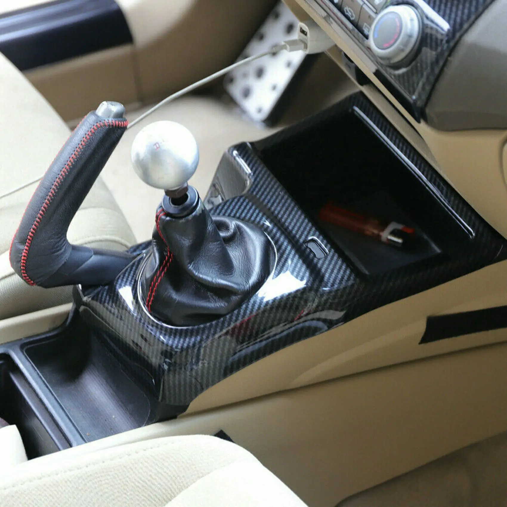 Embellecedor de cubierta de marco de cambio de marchas central Interior de coche, estilo de fibra de carbono, apto para Honda Civic 2006, 2007, 2008, 2009, 2010, 2011