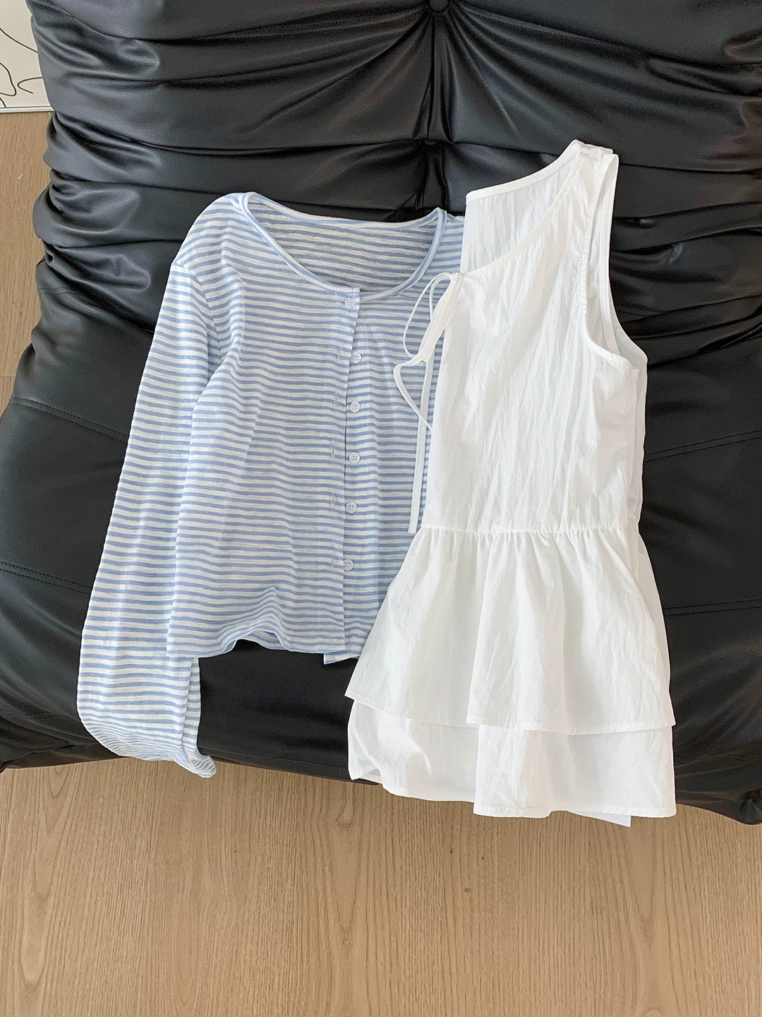 

Early Autumn Knitted Cardigan And Vest Two-Piece Set for Women Ele White Sweater And Skirt Ensemble Fre Sle