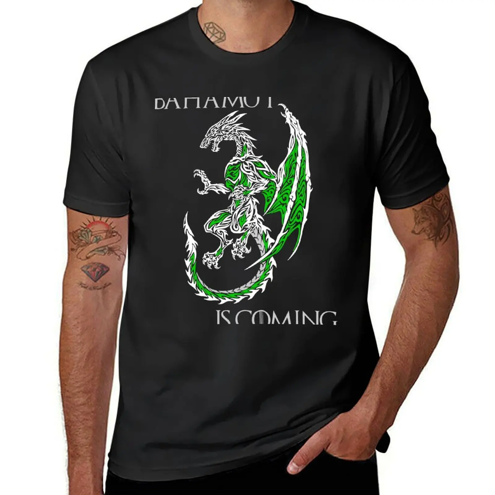 Bahamut Is Coming V2 T-Shirt customs hippie clothes graphics sports fans men workout shirt