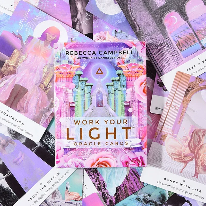 

44pcs Work Your Light Oracle Cards Tarot Party Puzzle Board Game Mysterious Divination Tarot Card