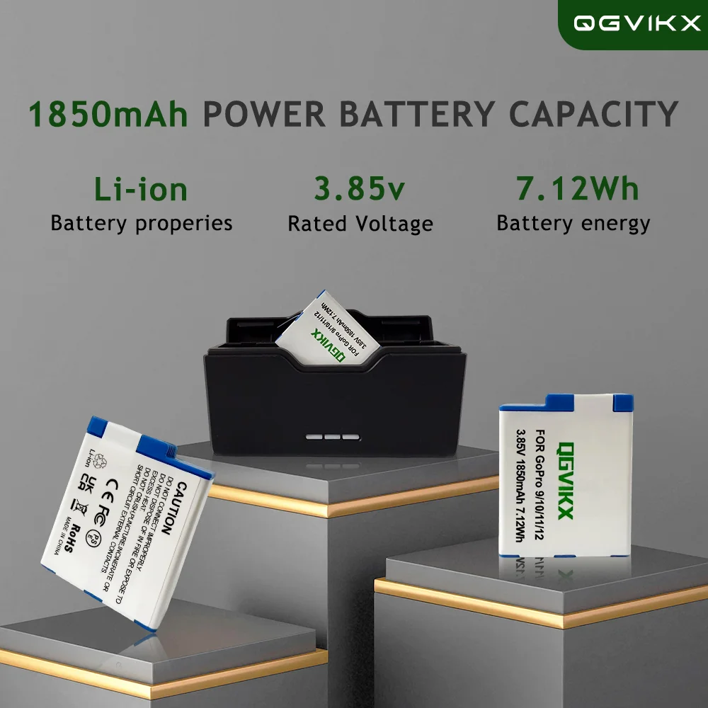 GoPro Hero 12/11/10/9 Battery for Support Reverse Charging with Type-C Port To Charge and Discharge GoPro 9/10/11/12 Battery