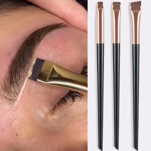 Karsyngirl 3 sztuk/zestaw ostrze pędzel do eyelinera pędzel do brwi przenośny płaski delikatny eyeliner kontur brwi pędzle do makijażu narzędzie do makijażu