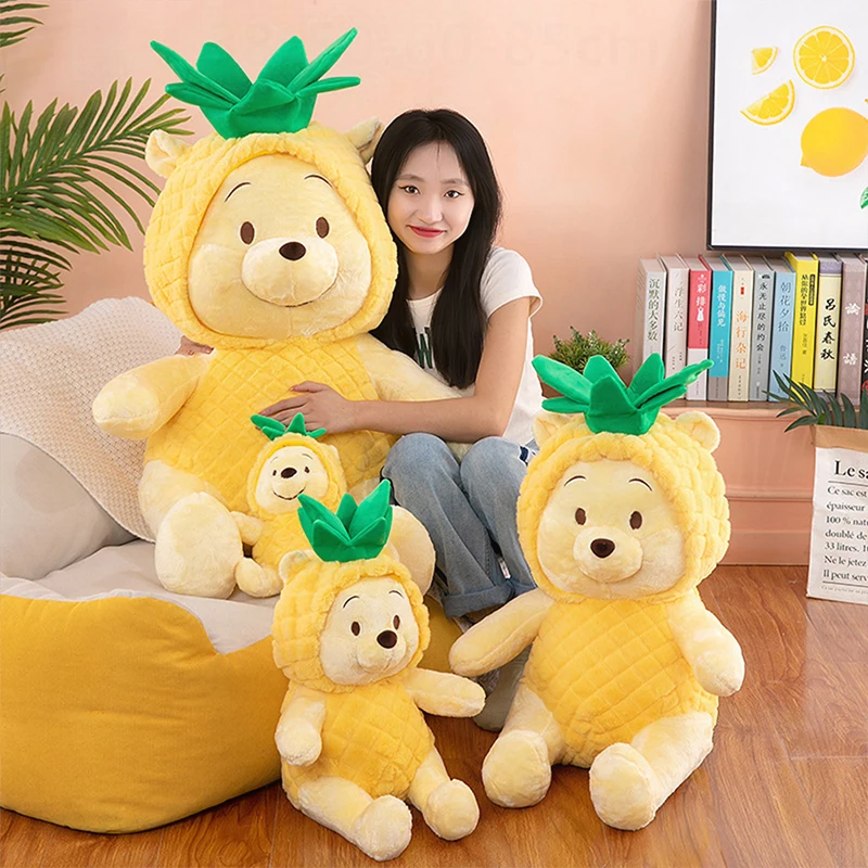 

Kawaii Pineapple Winnie Bear Plush Toy Stuffed Doll with Removable Hat Cute Poo Bear for Kids Birthday Xmas Gift Soft Sleeping