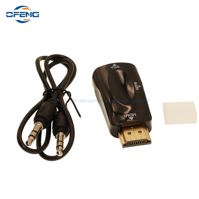 HDMI-compatible to VGA Cable Converter Male To Famale Converter Adapter 3.5 mm Jack Audio HD 1080P For PC Laptop Tablet