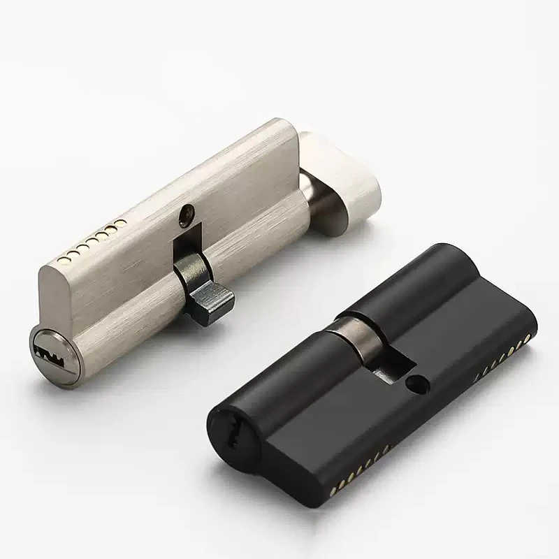 Picture 6: Black Brass Cylinder Lock for Door Window 60-100mm Security Living Room Lock with Customized Brass Key Handle