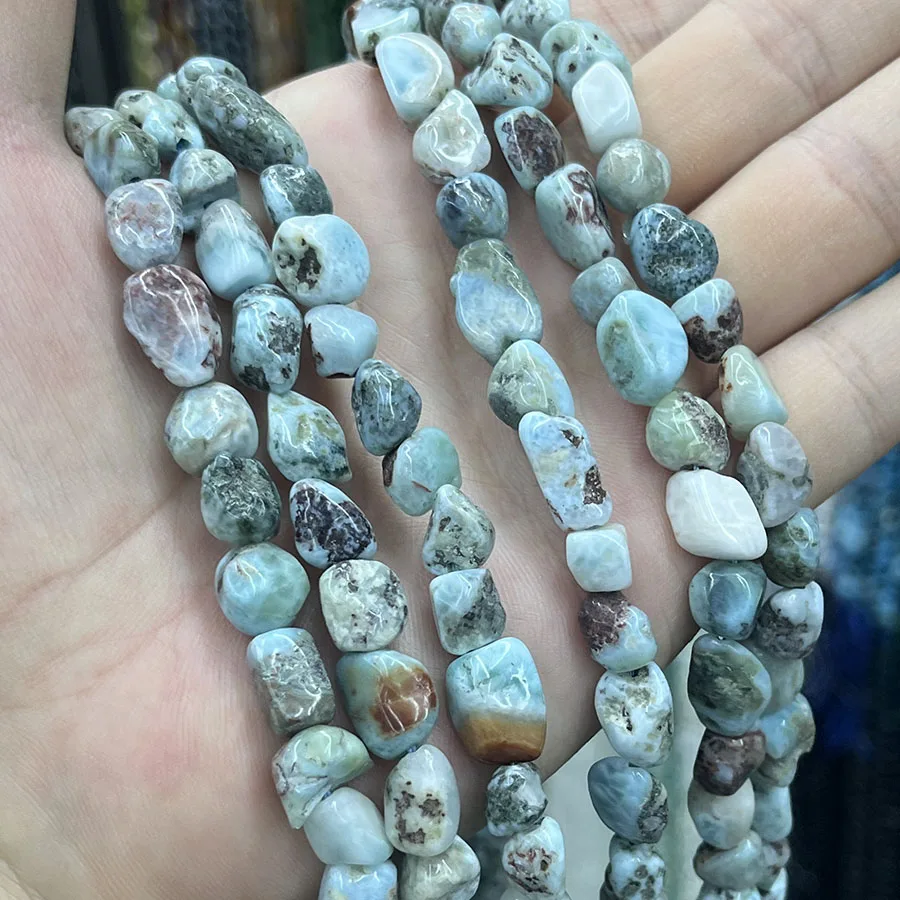 Natürliche Kristall Larimar Stein Konformale Abschnitt Unregelmäßige Facettierte Lose Perlen Für Schmuck Machen DIY Halskette Armband 15''