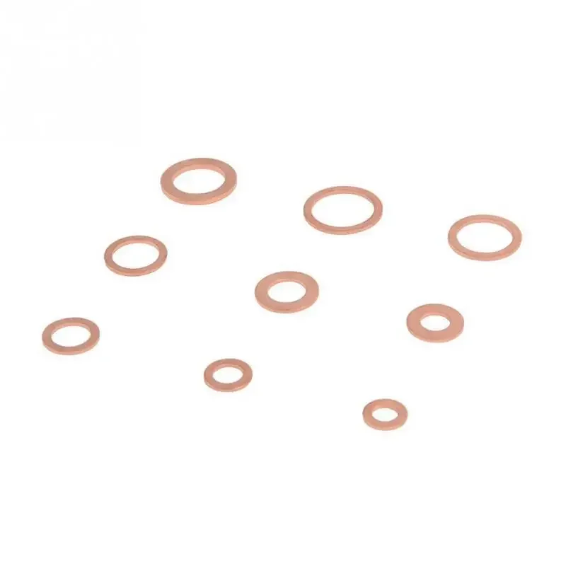 200pcs Nuts Brass Washers Spacers Nuts and Bolts Set Flat Ring Seal Combo Kit with Box /M8/M10/M12/M14 for Oil Pan Plug