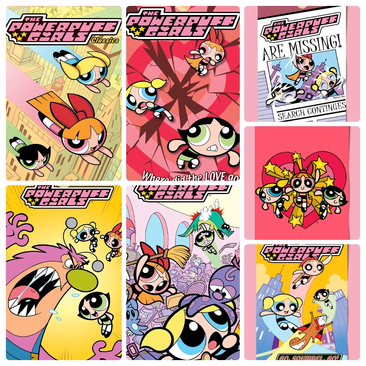 500/1000/1200/2000PCS Jigsaw Puzzle Powerpuff Girls Cute Super Hero Girls Multiple Scenes Pattern DIY Desktop Decor Present