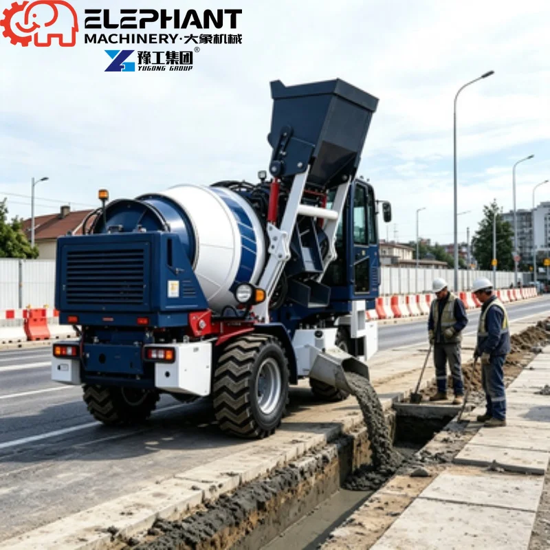Industrial Self-Loading Concrete Mixer Truck, Diesel Mobile Construction Vehicle With Standard Core Components