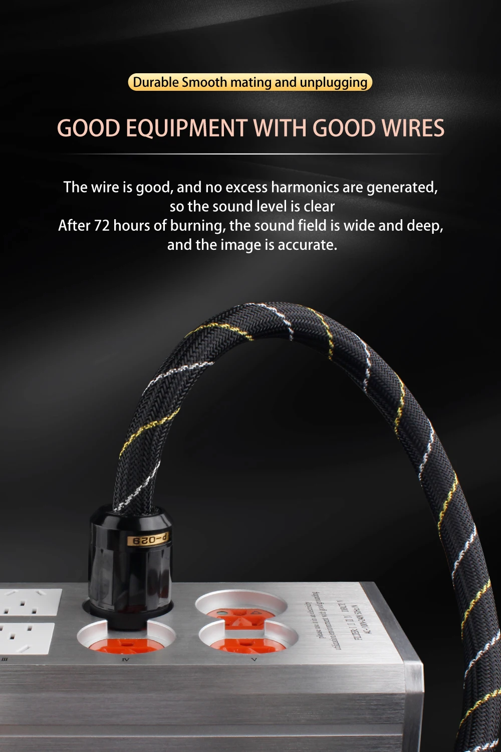 YYAUDIO HIFI-Netzkabel, hochwertige EU-/US-Standard-Steckdose mit Rhodiumbeschichtung, hochreines OCC-Kabel mit TV-Verstärkerfilter – Detail 7