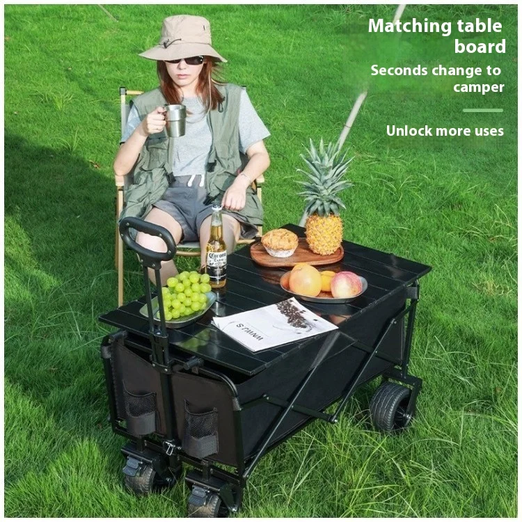 Carrello da stalla portatile personalizzabile per campeggio all'aperto Dispositivo con maniglia per auto pieghevole in acciaio inossidabile con costruzione della piattaforma