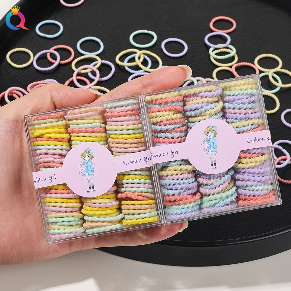 Elasticidade Alta Elasticidade Rubber Band para Meninas, Headband, Cabelo Círculo, Crianças Laço, Corda De Cabelo, Headdress, Acessórios De Cabelo, Jóias, Encaixotado, 100Pcs