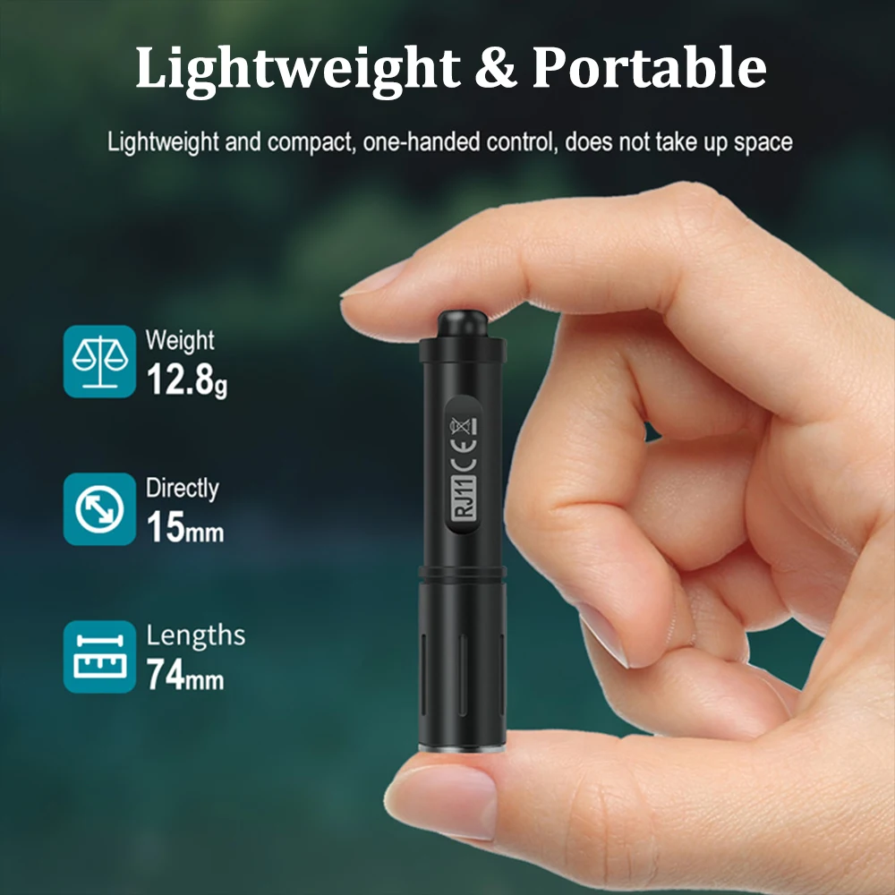 Amanfire RJ11 Keychain Flashlight 120LM Mini Torch 3W LED Light Waterproof IP67 Portable EDC Lighting