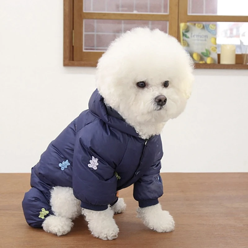 Ropa con estampado completo de oso para perro, abrigo de algodón de cuatro patas para mascota, traje cálido de invierno, chaqueta de plumón