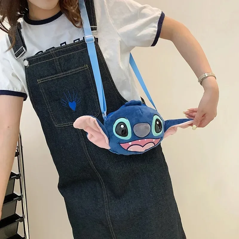 Disney New Lilo & Stitch Plush Toys Kawaii Plush Messenger Bag Girl Handbag Anime Stuffed Toys Children Cartoon Plushie Soft Bag