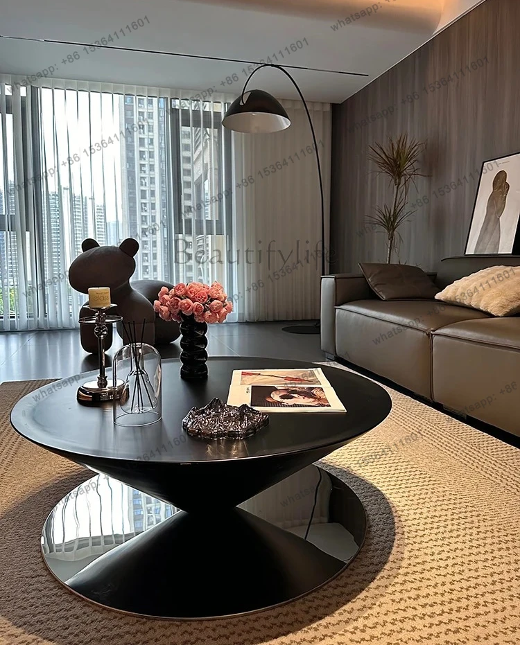 minimalist round saucer coffee table modern simple living room home small apartment light luxury high sense