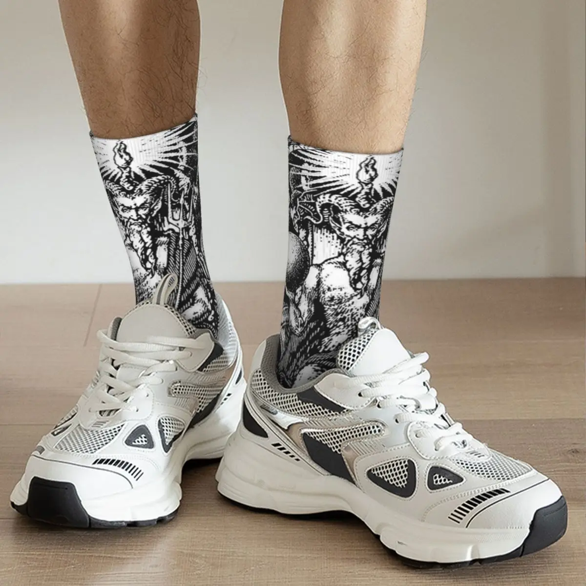 Funny Crazy Compression Sock for Men Lord Of This World Hip Hop Harajuku Black Metal Happy Quality Pattern Printed Boy Crew Sock