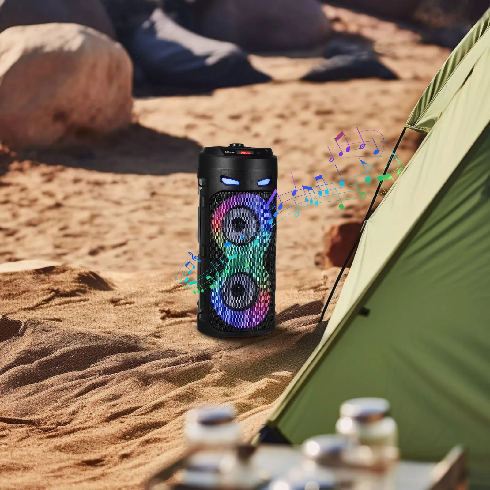 

1 set Portable Speaker System Car Subwoofer Powerful Bass Audio for Camping Party Outdoor Travel Light Effects Gaming