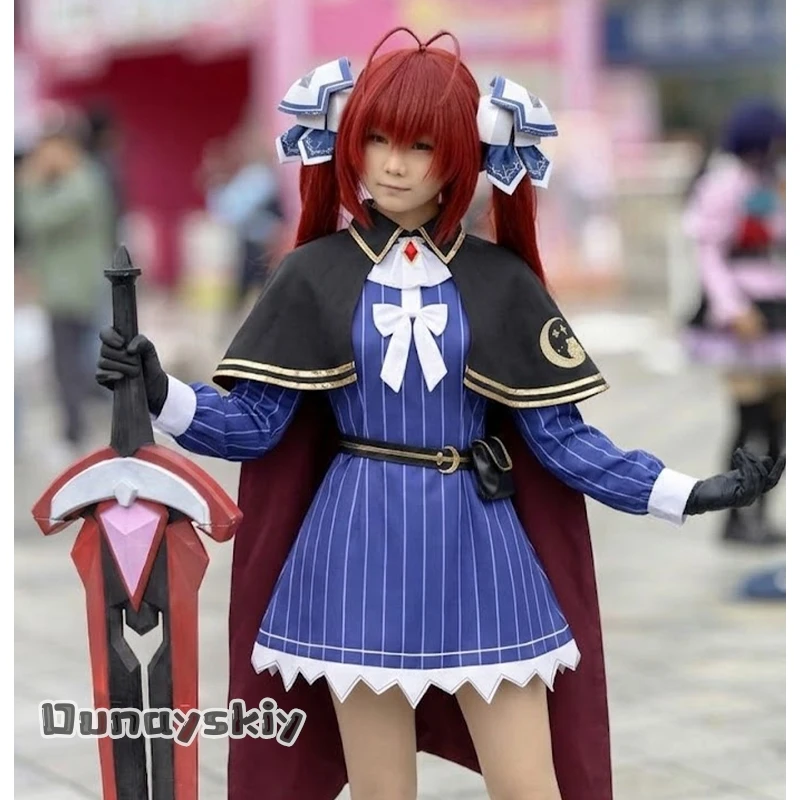 

OHaYo^New Anime Jack-of-All-Trades, Party Of None Cosplay Sophia Clodel Magic Long Black Cape Blue Striped Dress Wigs Halloween