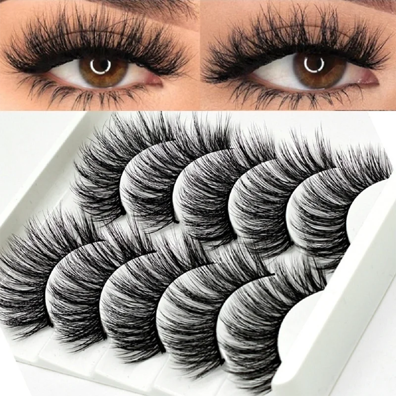 5 Pairs/Box 3D False Eyelashes Natural Lash Extension Fluffy Faux Curly Eyelashes makeup eyelash extension supplies mink lashes