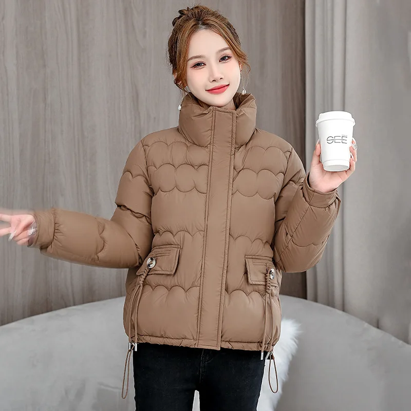 2024 Korean Cotton Padded Clothes Women Autumn Winter Jacket Loose Parkas Stand Collar Down Puffer Coat Thick Warm Bread Jackets