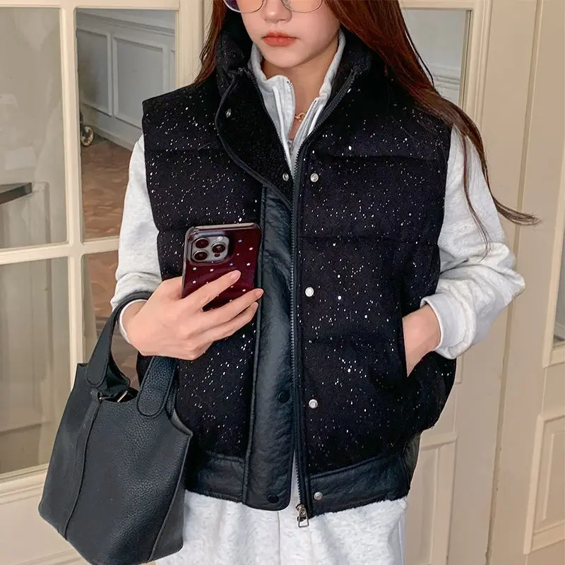 Winter New Sleeveless JacketTemperament Cotton Vest Women's Casual Fashion Lapel Short Vest