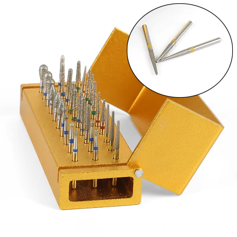 

1 шт. алюминиевый держатель для стерилизации и 30 шт. набор стоматологических алмазных боров для высокоскоростной полировки наконечников, шлифования