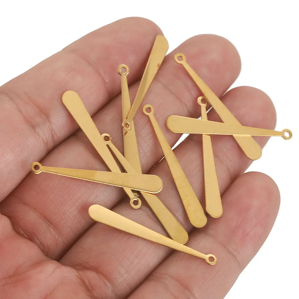 20pcs Stainless Steel Long Drop Charms for Jewelry Making Earrings Pendant Conectors for Bracelets Supplies Necklace Wholesale