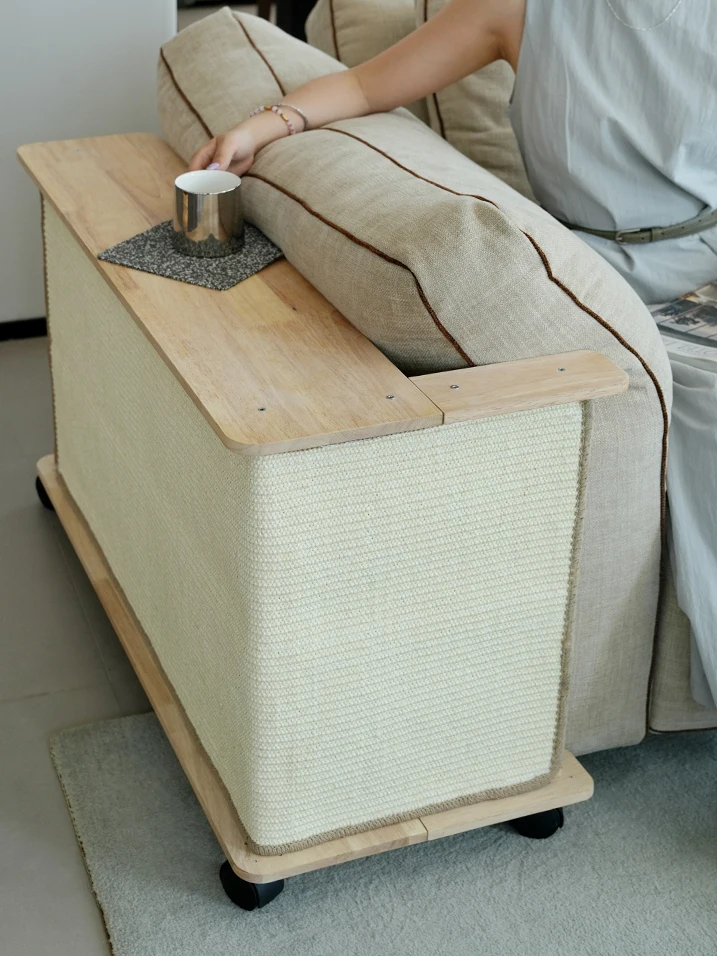 Mesa Lateral Portátil para Sofá, Arranhador para Gatos em Madeira Real, Não Solta Pelos, Protege Seu Sofá das Garras Afiadas ...