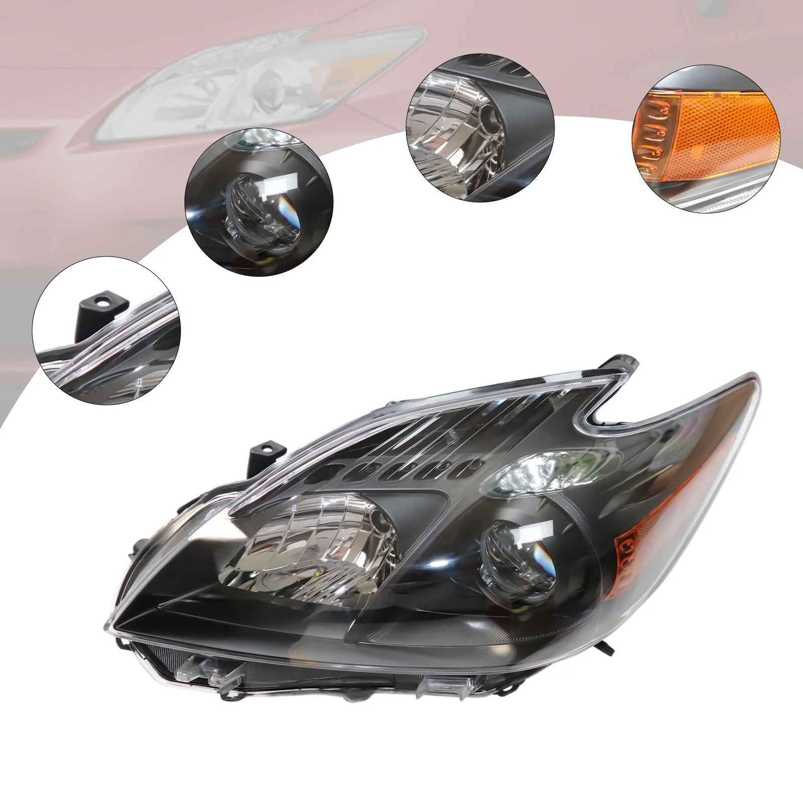 

For 2010-2011 Toyota Prius LH Halogen Headlight Headlamp Left Driver Side Lamp Front Headlight Assembly