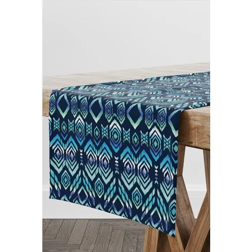 Custom Production Abstract Pattern Italian Stitch Runner Dark Blue