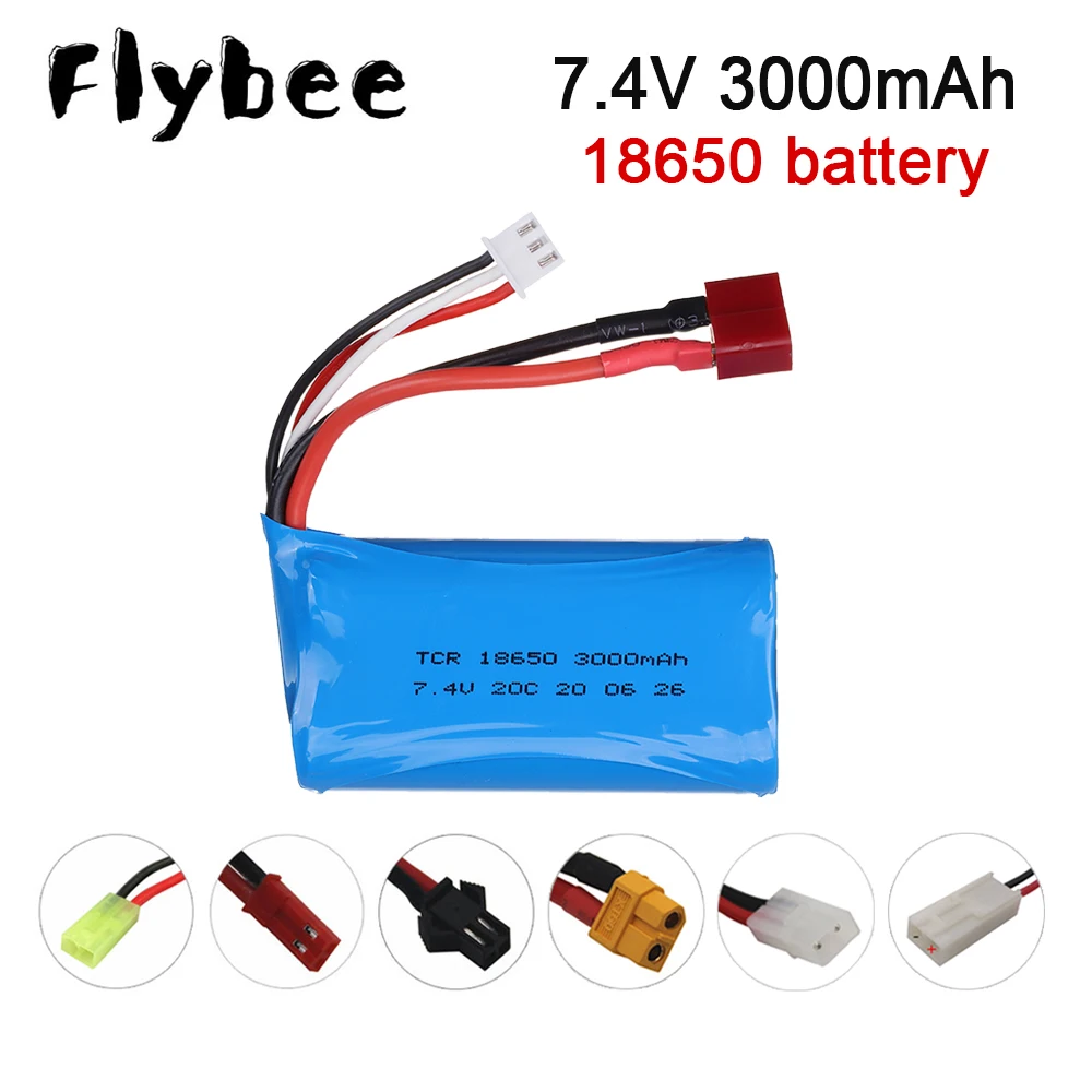 R/C 7.4V 3000mAh 18650 batteria lipo per Syma S033g Q1 H100 H101 H102 H103 rc drone model car toys per wltoys parti della batteria dell'auto