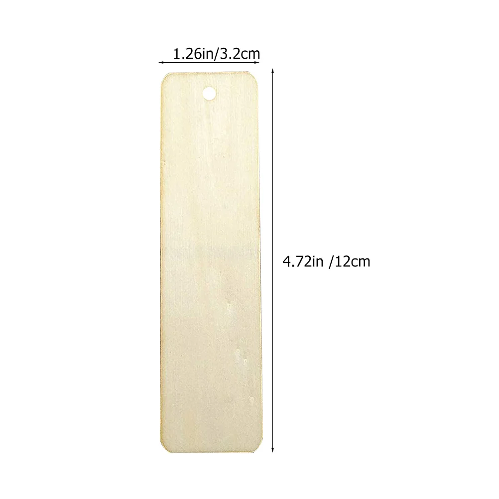 20Pcs Unpainted Wooden Rectangle Bookmarks with Hanging Rope Blank Surface for Craft Projects Blank Bookmarks to Decorate