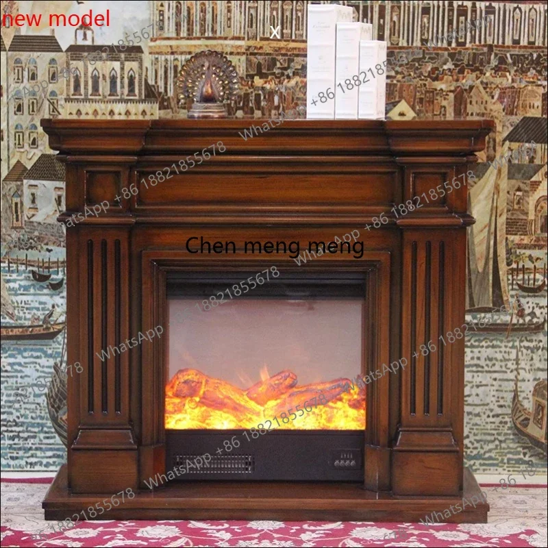 N138Decorative Living Room Cabinet Simulation Fire Heater European Electronic Fireplace merican Solid Wood Furniture rmoire