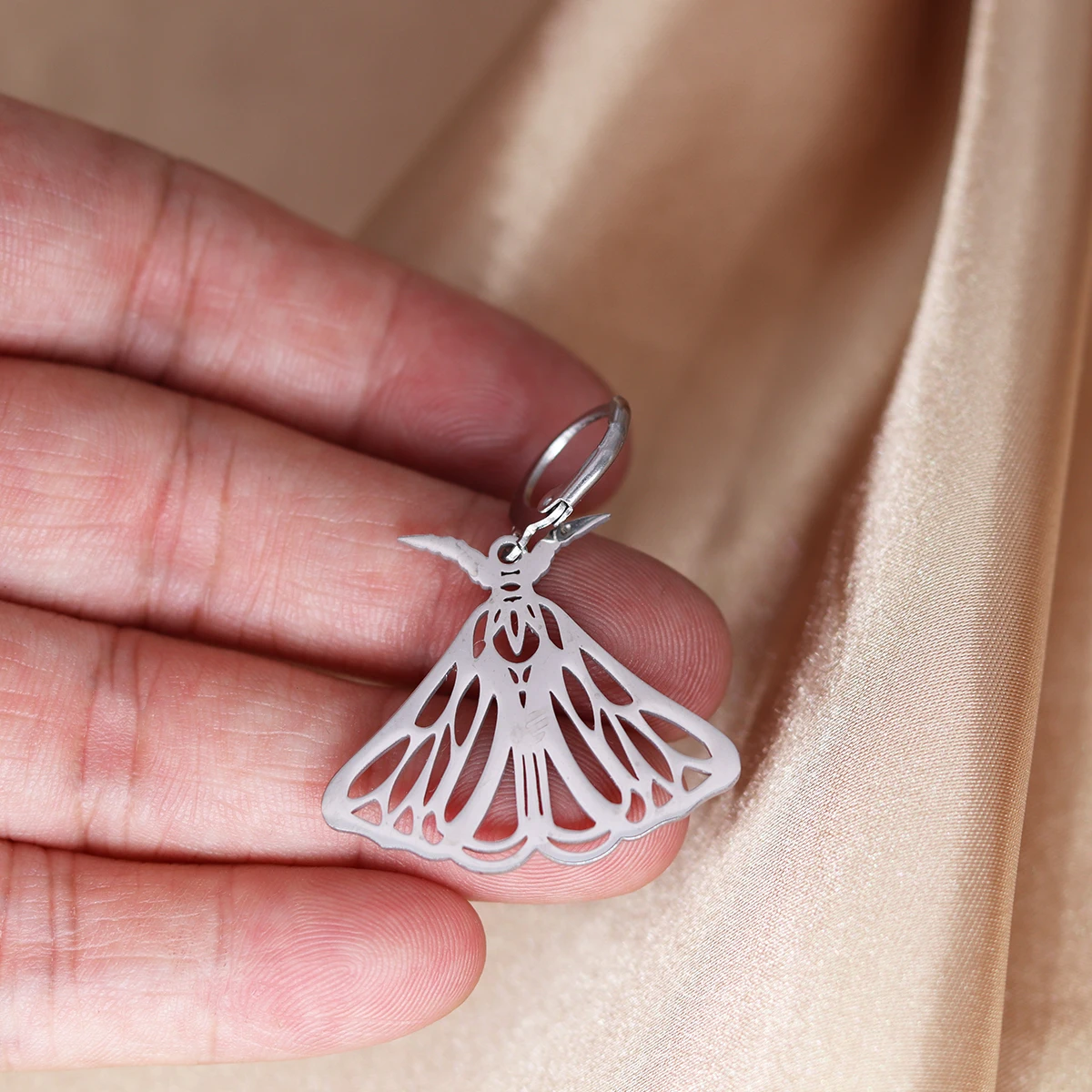 Kinitial Stainless Steel Death Moth Sun Moon Snake Mushroom Cactus Hamsa Hand Horse Earrings For Women Trendy Piercing Jewelry - view 5
